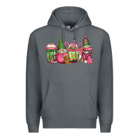 Pink Christmas Gnomes Coffee Cups Premium Hoodie | Teevron
