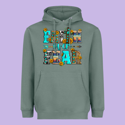 Faith Over Fear Heavyweight Hoodie Designed By Zillion Design Studio