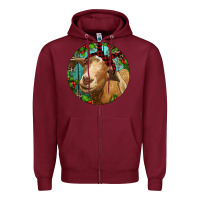 Burgundy Farm Goat Christmas Zipper Hoodie - RanaPortraitStore