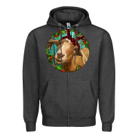 Charcoal Heather Farm Goat Christmas Zipper Hoodie - RanaPortraitStore