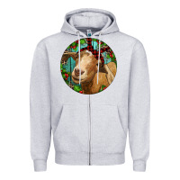 Heather Grey Farm Goat Christmas Zipper Hoodie - RanaPortraitStore