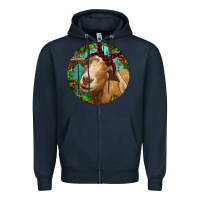 Navy Farm Goat Christmas Zipper Hoodie - RanaPortraitStore
