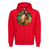 Red Farm Goat Christmas Zipper Hoodie - RanaPortraitStore