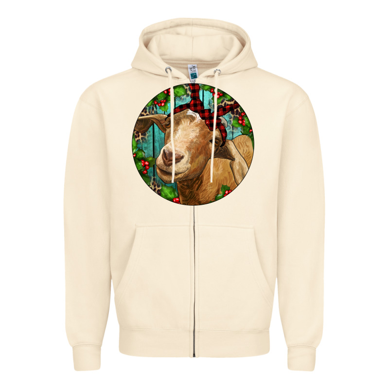 Farm Goat Christmas Zipper Hoodie by RanaPortraitStore | Teevron