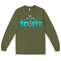 Army Green western turquoise's gemstones cross believe Long Sleeve Tee - BarkalooDesign