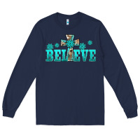 Navy western turquoise's gemstones cross believe Long Sleeve Tee - BarkalooDesign