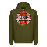 Army Green hello love bug ladybug ornament Premium Hoodie - BarkalooDesign