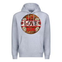 Heather Grey hello love bug ladybug ornament Premium Hoodie - BarkalooDesign