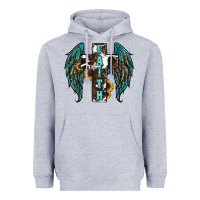 Heather Grey western wings cross Heavyweight Hoodie - RanaPortraitStore