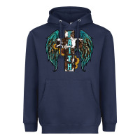 Navy western wings cross Heavyweight Hoodie - RanaPortraitStore