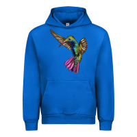 Cobalt Flying Ruby Throated Hummingbird Urban Hoodie - LillyAllenDesigns