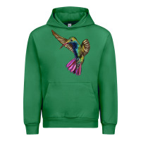 Emerald Flying Ruby Throated Hummingbird Urban Hoodie - LillyAllenDesigns