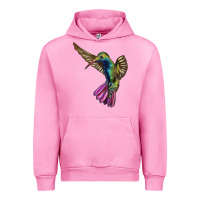 Fuchsia Pink Flying Ruby Throated Hummingbird Urban Hoodie - LillyAllenDesigns