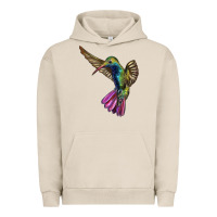 Pigment French Oak Flying Ruby Throated Hummingbird Urban Hoodie - LillyAllenDesigns