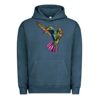 Pigment Midnight Navy Flying Ruby Throated Hummingbird Urban Hoodie - LillyAllenDesigns