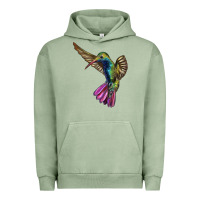 Pigment Oil Green Flying Ruby Throated Hummingbird Urban Hoodie - LillyAllenDesigns