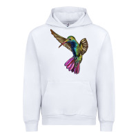White Flying Ruby Throated Hummingbird Urban Hoodie - LillyAllenDesigns