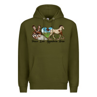 Army Green peace love appaloosa horse Premium Hoodie - LillyAllenDesigns