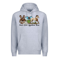 Heather Grey peace love appaloosa horse Premium Hoodie - LillyAllenDesigns