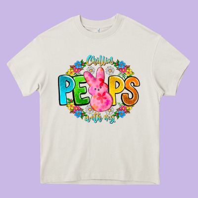 Chillin Peeps With My Heavy Core Tee Designed By Cowhidedigitalart