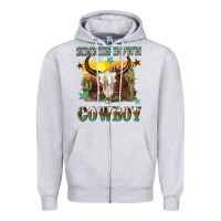 Heather Grey simmer down cowboy Zipper Hoodie - texasbilliewilder