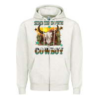 Oatmeal Heather simmer down cowboy Zipper Hoodie - texasbilliewilder
