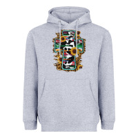 Heather Grey western cross Heavyweight Hoodie - RanaPortraitStore