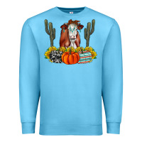 Ocean Blue Fall Cow Premium Sweatshirt - CowhideDigitalArt