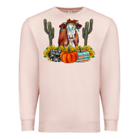 Pale Pink Fall Cow Premium Sweatshirt - CowhideDigitalArt