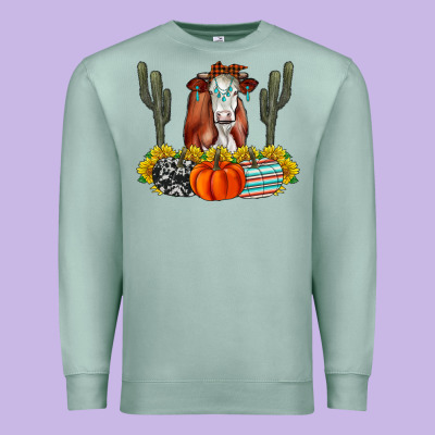 Fall Cow Premium Sweatshirt Designed By Cowhidedigitalart