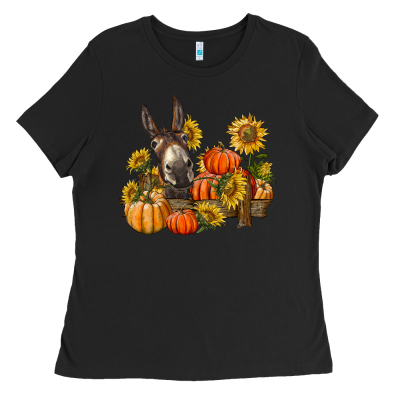 Donkey Sunflower And Pumpkin Farm Ladies Tee by BarkalooDesign | Teevron