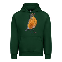 Forest Green American Robin Bird Urban Hoodie - LillyAllenDesigns