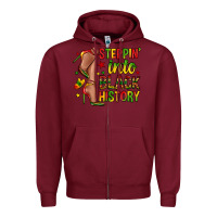 Burgundy steppin into black history Zipper Hoodie - Zillion Design Studio