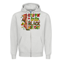 Dove Grey steppin into black history Zipper Hoodie - Zillion Design Studio
