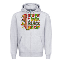 Heather Grey steppin into black history Zipper Hoodie - Zillion Design Studio