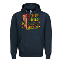 Navy steppin into black history Zipper Hoodie - Zillion Design Studio