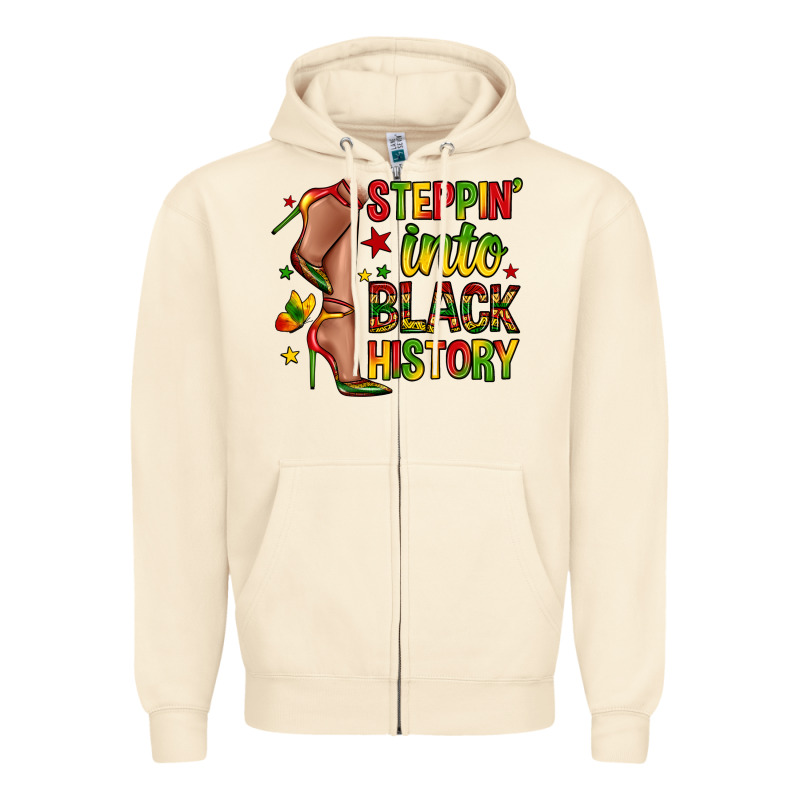 Steppin Into Black History Zipper Hoodie by Zillion Design Studio | Teevron