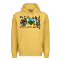 Antique Gold Peace Love Donkey Head Premium Hoodie - LillyAllenDesigns