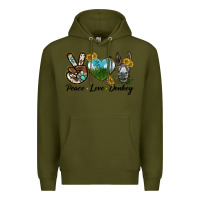 Army Green Peace Love Donkey Head Premium Hoodie - LillyAllenDesigns