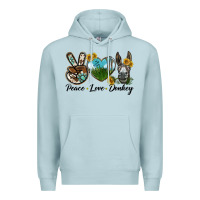 Blue Mist Peace Love Donkey Head Premium Hoodie - LillyAllenDesigns
