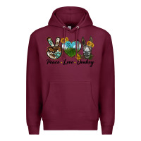 Burgundy Peace Love Donkey Head Premium Hoodie - LillyAllenDesigns