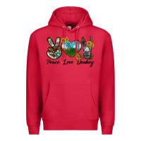 Cardinal Peace Love Donkey Head Premium Hoodie - LillyAllenDesigns