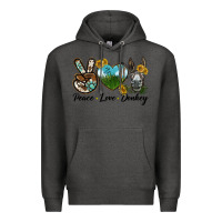 Charcoal Heather Peace Love Donkey Head Premium Hoodie - LillyAllenDesigns