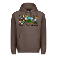 Coffee Peace Love Donkey Head Premium Hoodie - LillyAllenDesigns