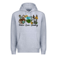 Heather Grey Peace Love Donkey Head Premium Hoodie - LillyAllenDesigns