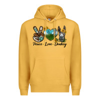 Mustard Peace Love Donkey Head Premium Hoodie - LillyAllenDesigns