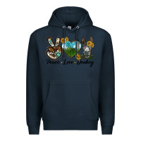 Navy Peace Love Donkey Head Premium Hoodie - LillyAllenDesigns