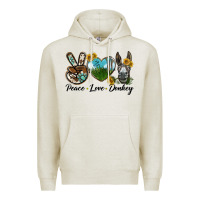 Oatmeal Heather Peace Love Donkey Head Premium Hoodie - LillyAllenDesigns