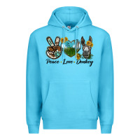 Ocean Blue Peace Love Donkey Head Premium Hoodie - LillyAllenDesigns