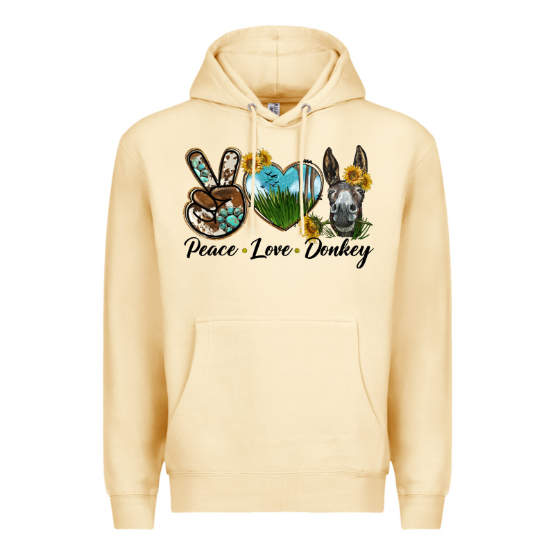 Peace Love Donkey Head Premium Hoodie by LillyAllenDesigns | Teevron